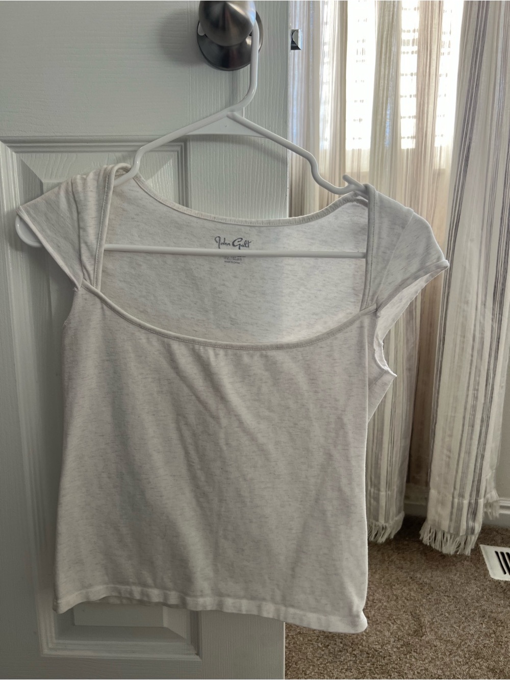 Brandy Melville Light Heather White Cap Sleeve Scoop Top